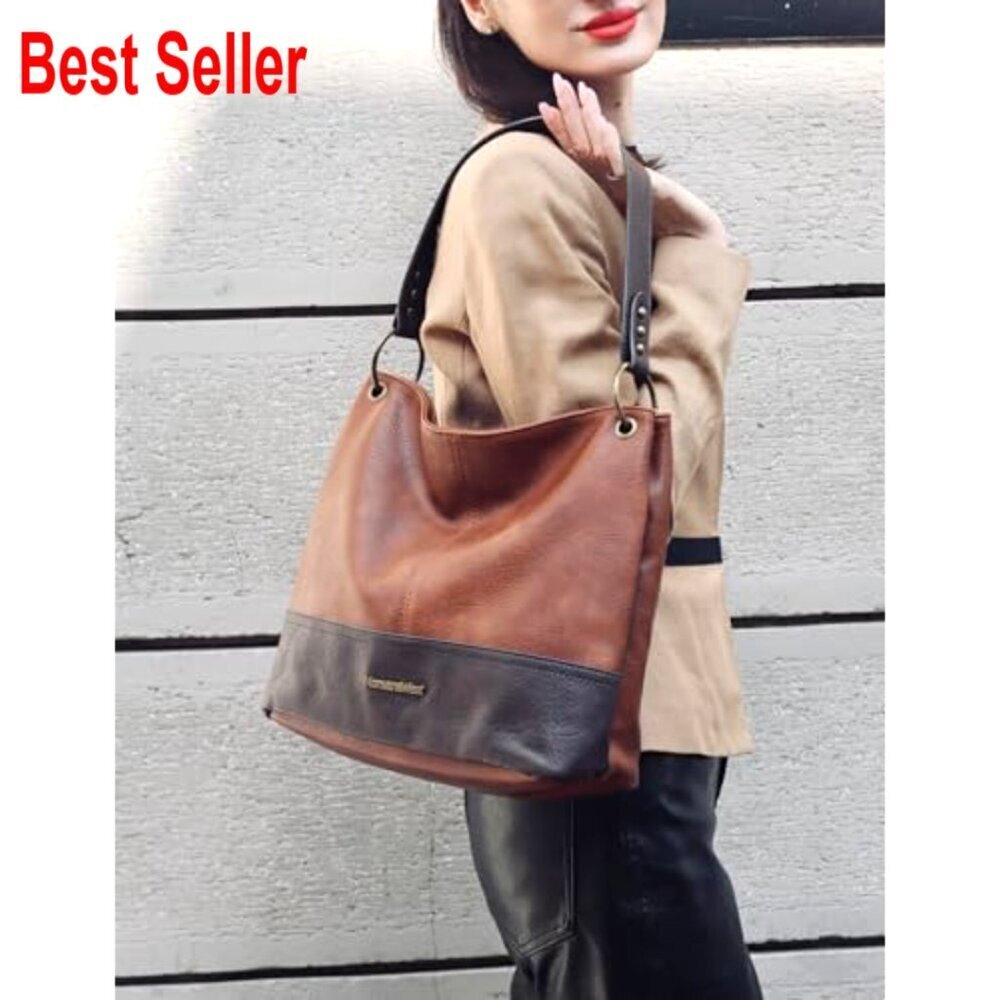 Hobo Bag with Vegan Leather and Zipper Closure for Women - Picture 3 of 7